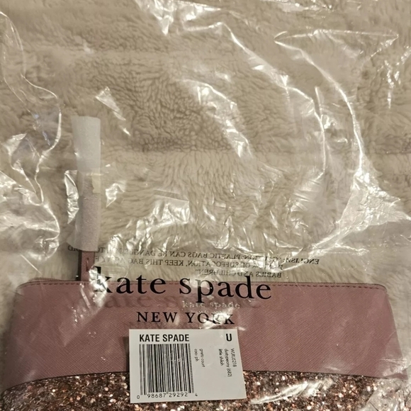 NewKATE SPADE City Scape Glitter Little Shiloh Luxury Cosmetics Case Dusty Peony - Picture 8 of 9
